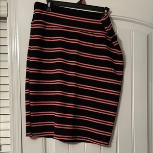 LuLaRoe Black and Pink Striped Pencil Skirt